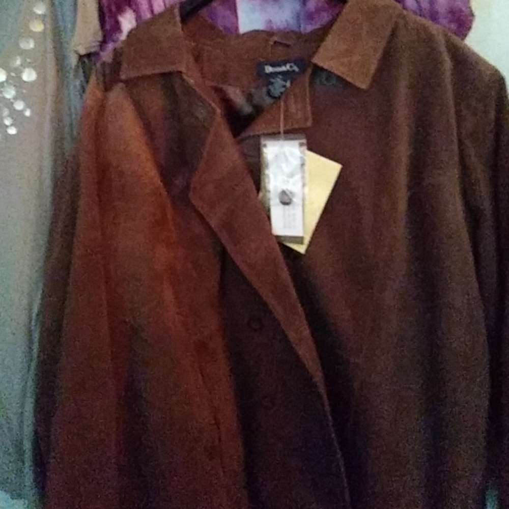 Washable genuine leather brown jacket